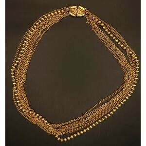 Vintage 1960's Goldtone Multi-strand Necklace Unsigned Beauty